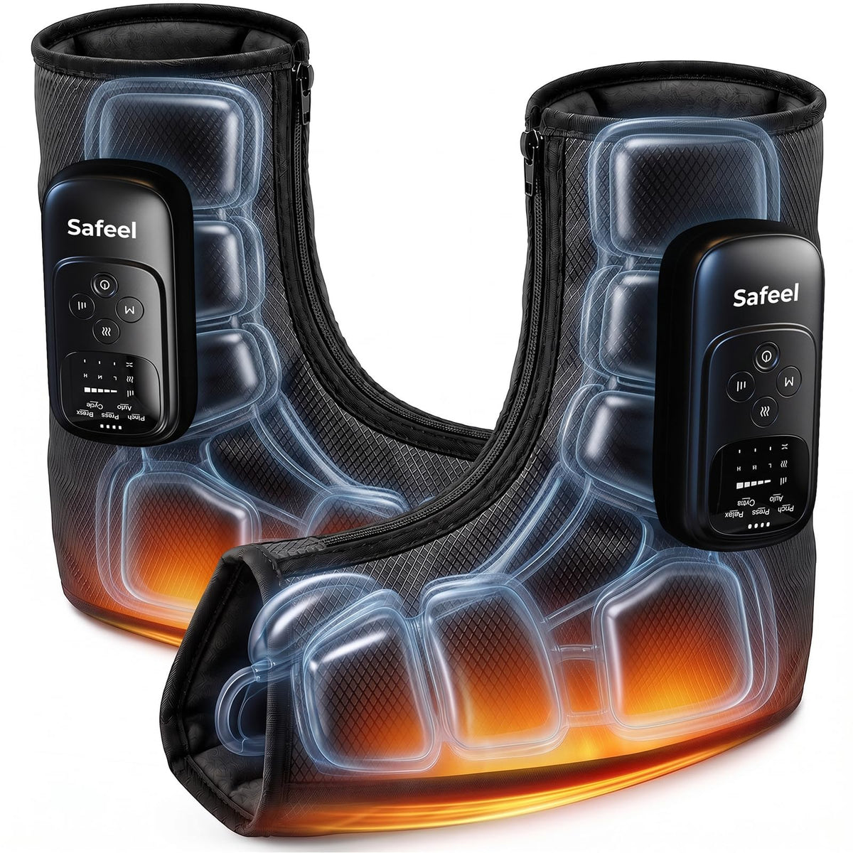 2 Pack 4-in-1 Air Compression Foot Massager with Heat N66755