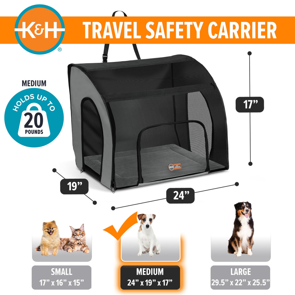 Dog Car Seat, Medium, Gray/Black Q64899
