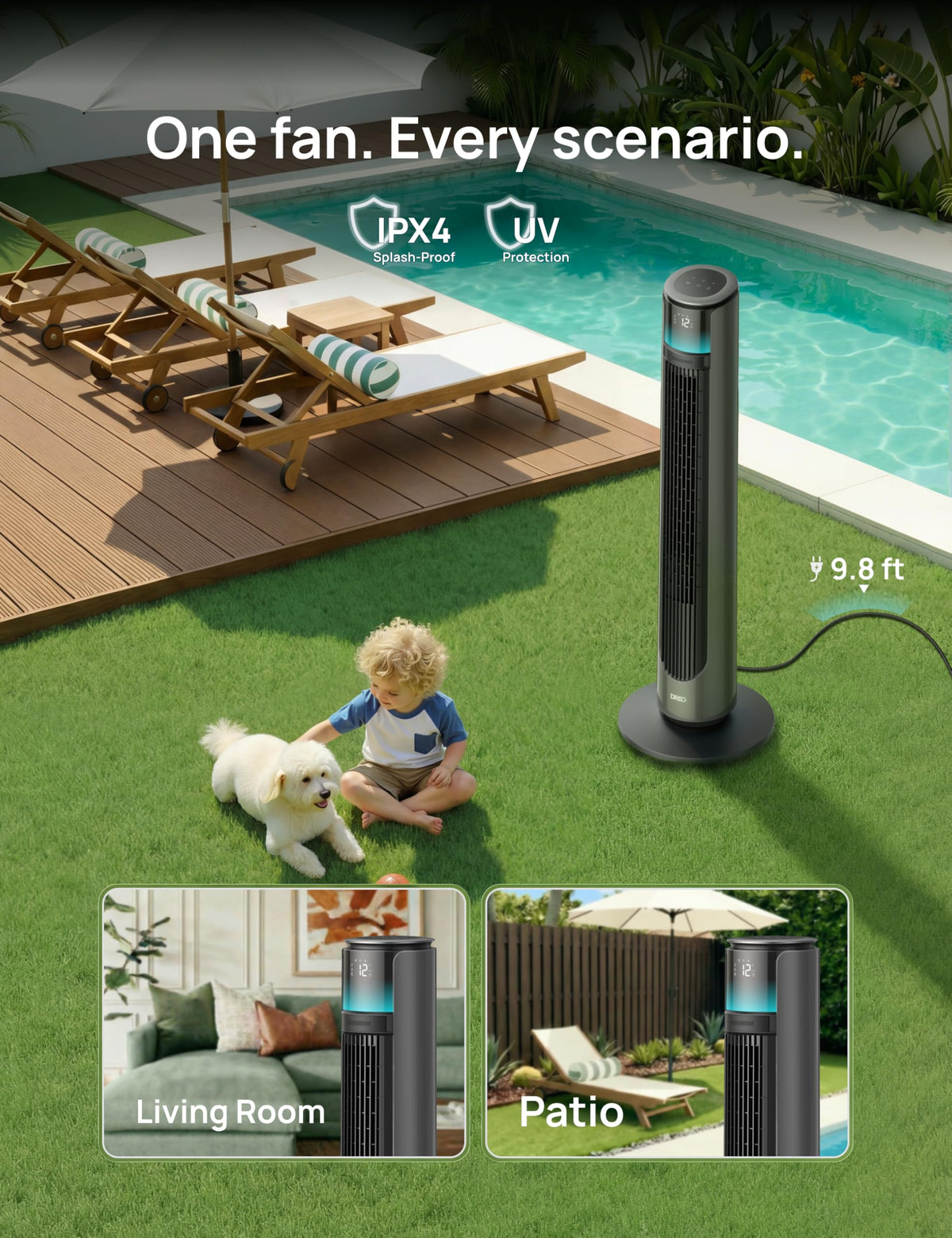Smart Tower Fan 33 ft/s 20 dB Y726180
