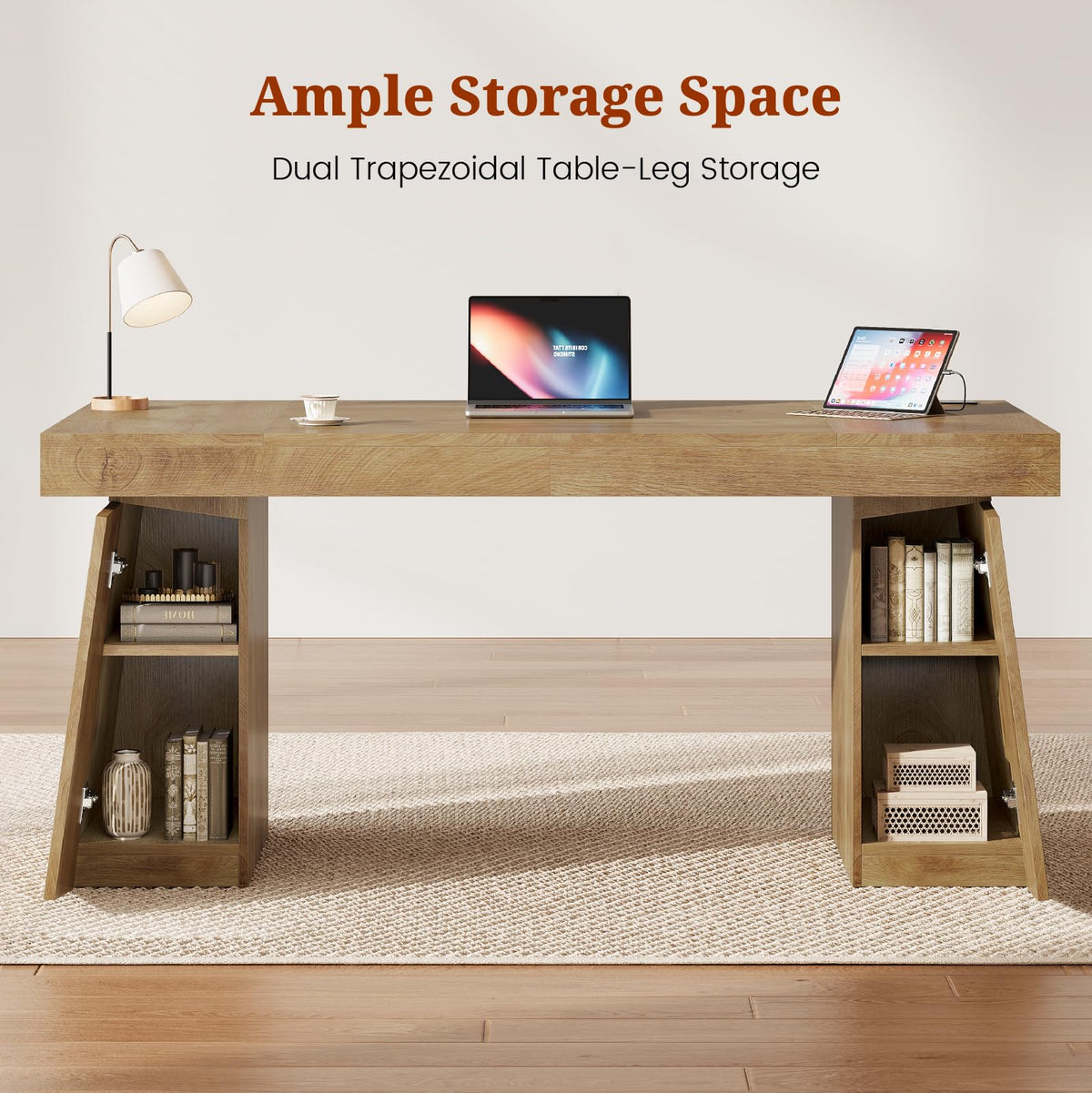 55.9" Executive Desk with Storage & Power Outlets H7333