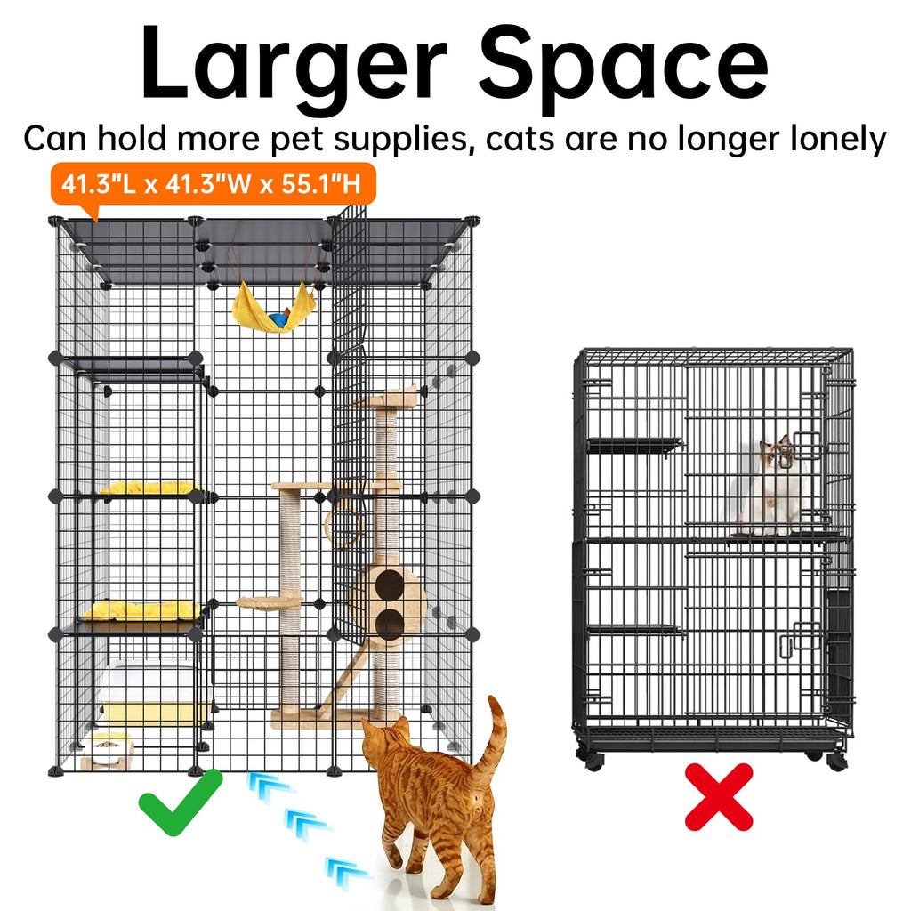 Extra Large 4-Tier Metal Cat Cage with Platforms U835
