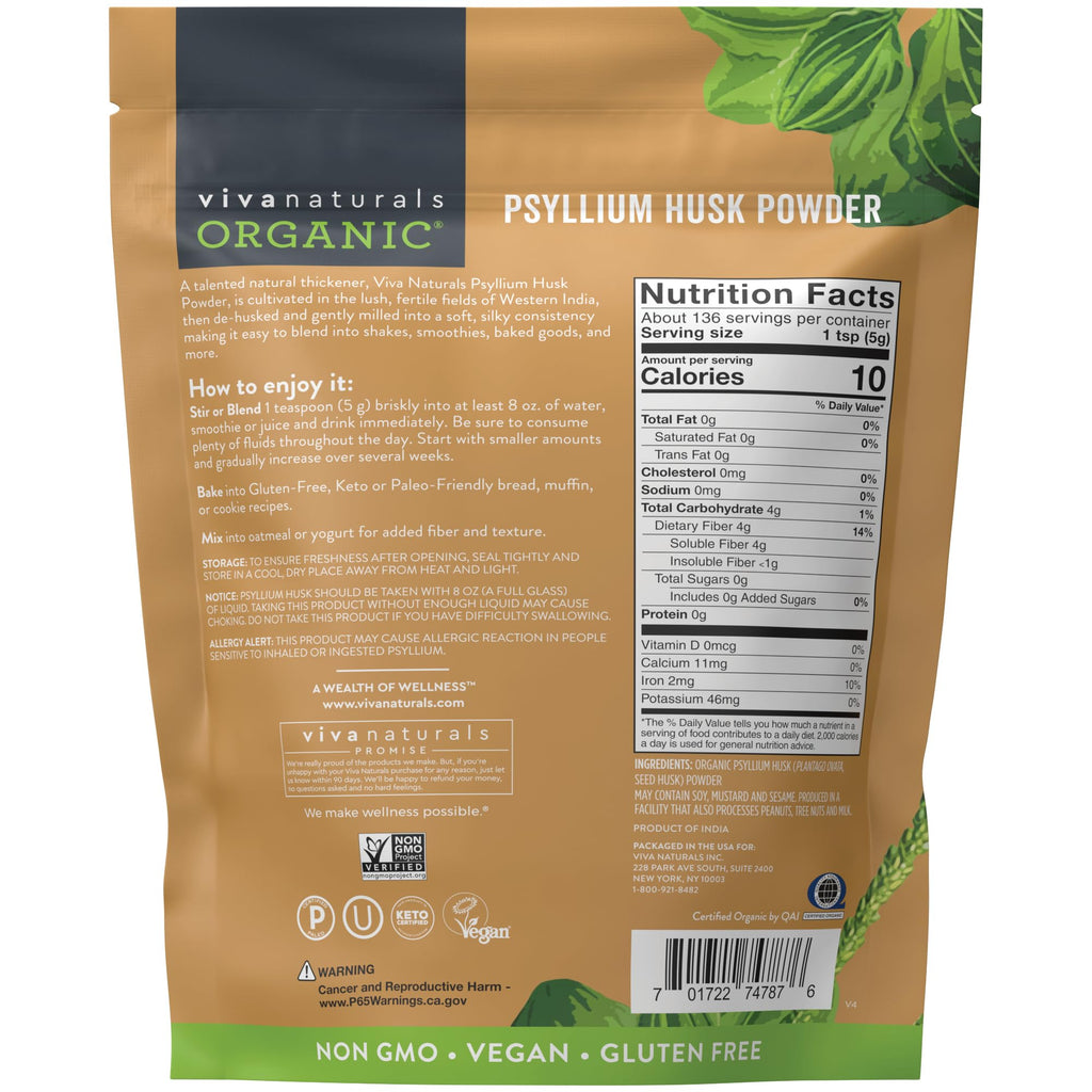 Organic Psyllium Husk Powder, 24 oz Y893963