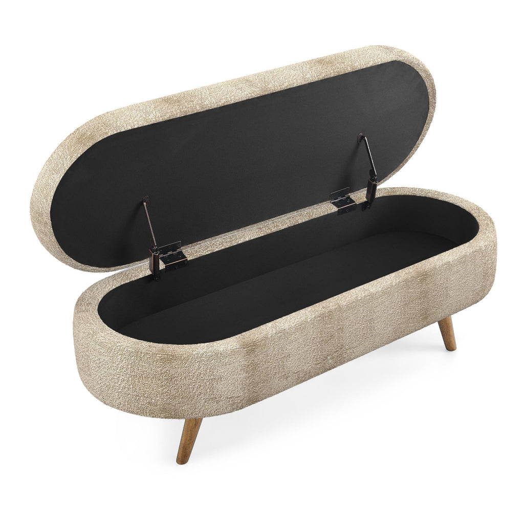 Oval Storage Bench with Rubber Wood Legs K221