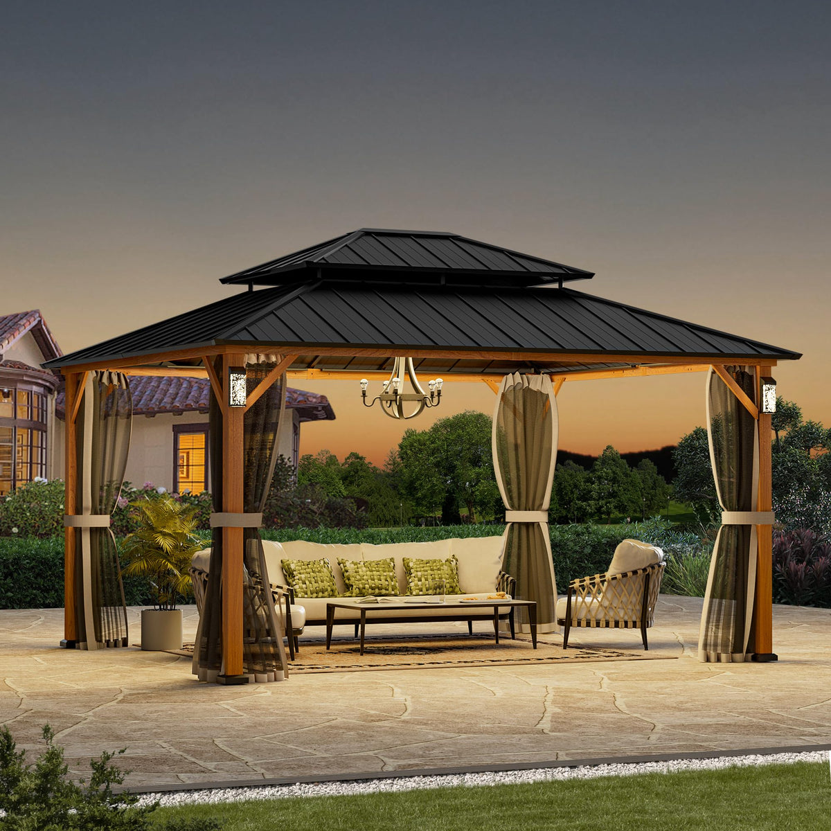 12x14 Hardtop Gazebo with LED Lights K155021