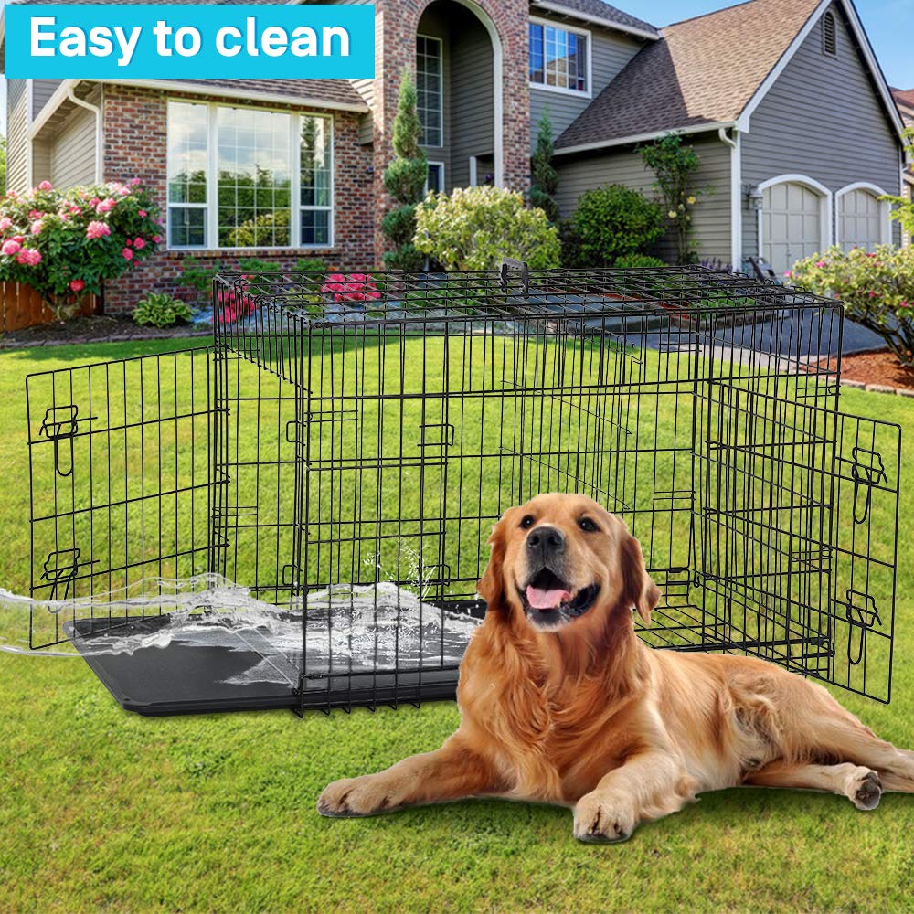 Folding Metal Dog Crate with Tray & Divider F19199