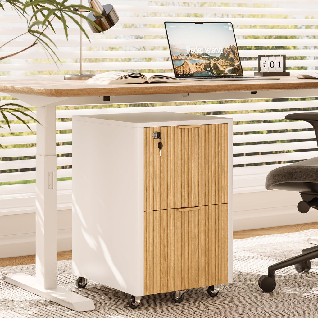 2 Drawer Wooden Mobile File Cabinet with Lock C590536