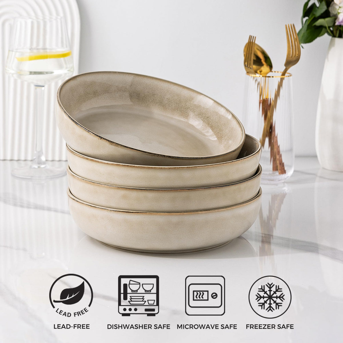 8.75'' 38oz Ceramic Pasta Bowls Set of 4 Q683640