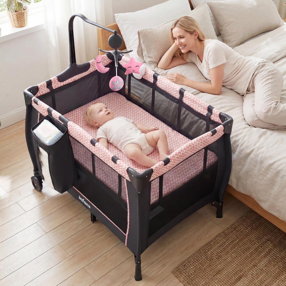 3 in 1 Pack and Play with Bassinet, Changing Table, Storage C579