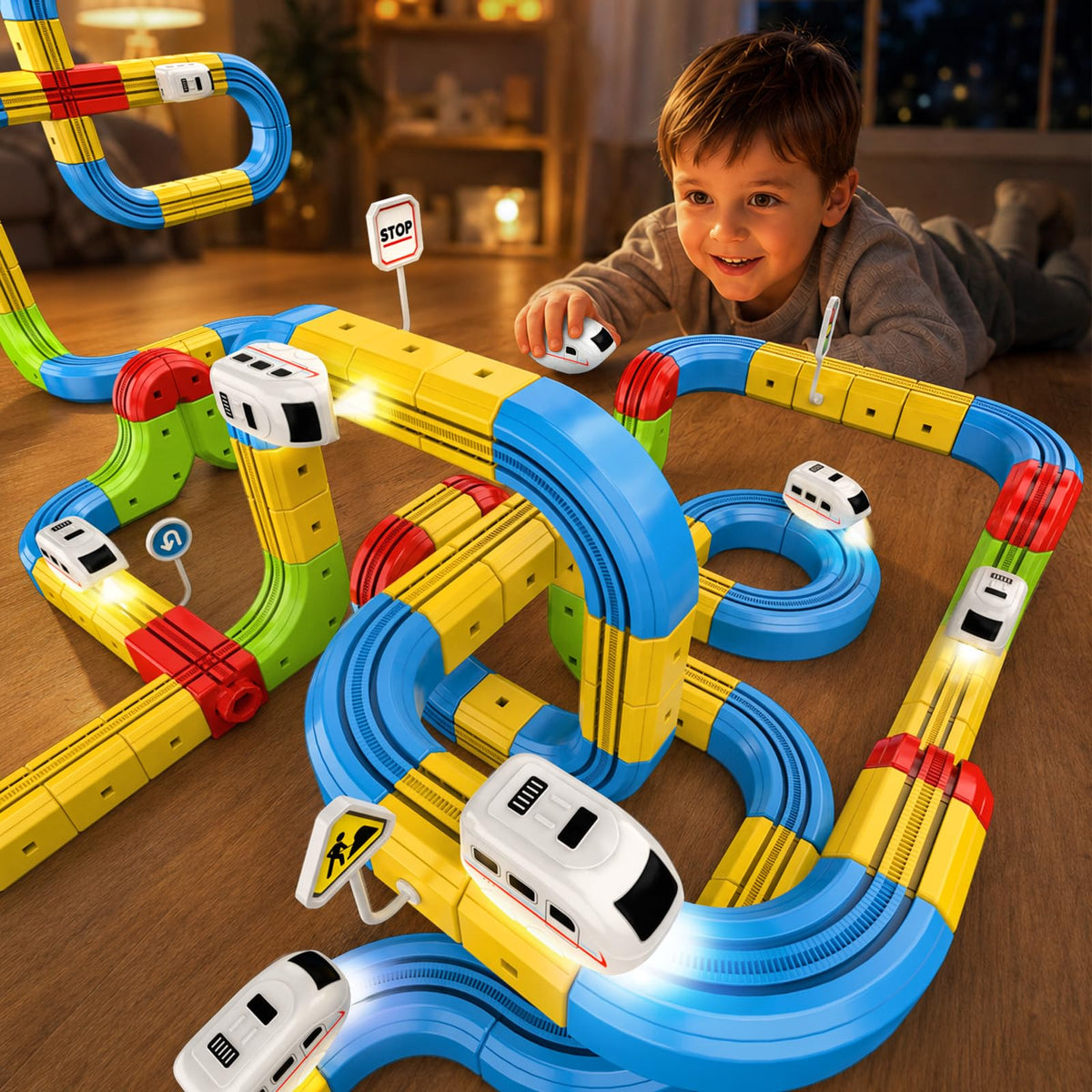 52PCS Electric Train Set 3D Flexible Race Track Toy H4894