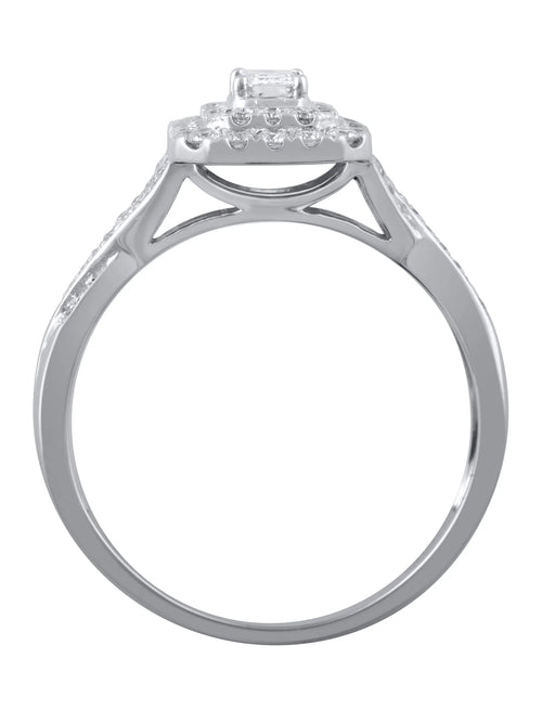 10kt White Gold Emerald Cut Diamond Engagement Ring B989474