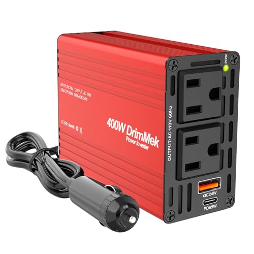 400W Car Power Inverter Dual DC 12V to 110V AC USB C 65W G921