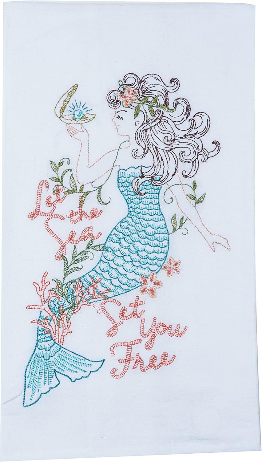 Mermaid Embroidered Flour Sack Towel I8552