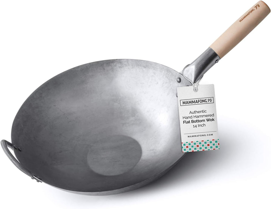 Flat Bottom Carbon Steel Wok Pan 14 Pack of 2 J86371