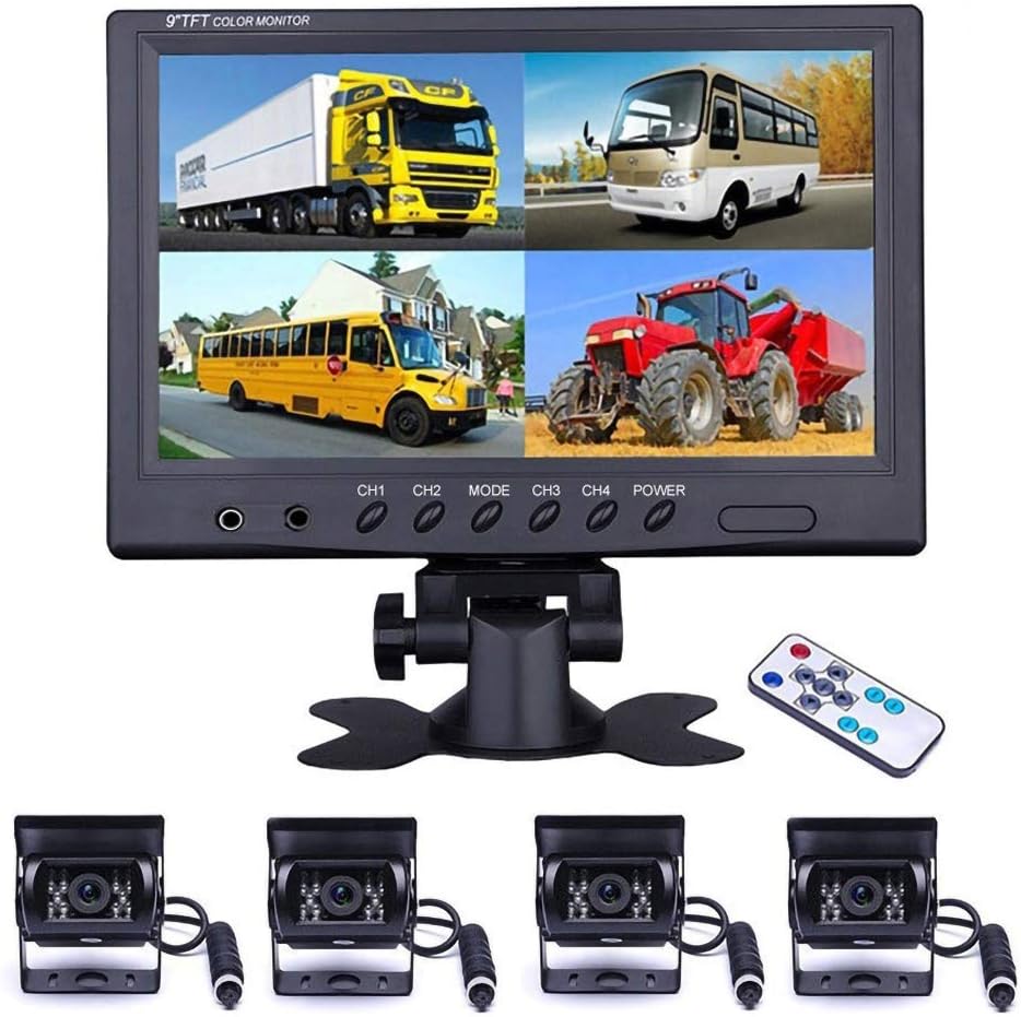 7 Inch 4 Split Monitor with 4 Cameras Waterproof Auto Camera with Cables H930786