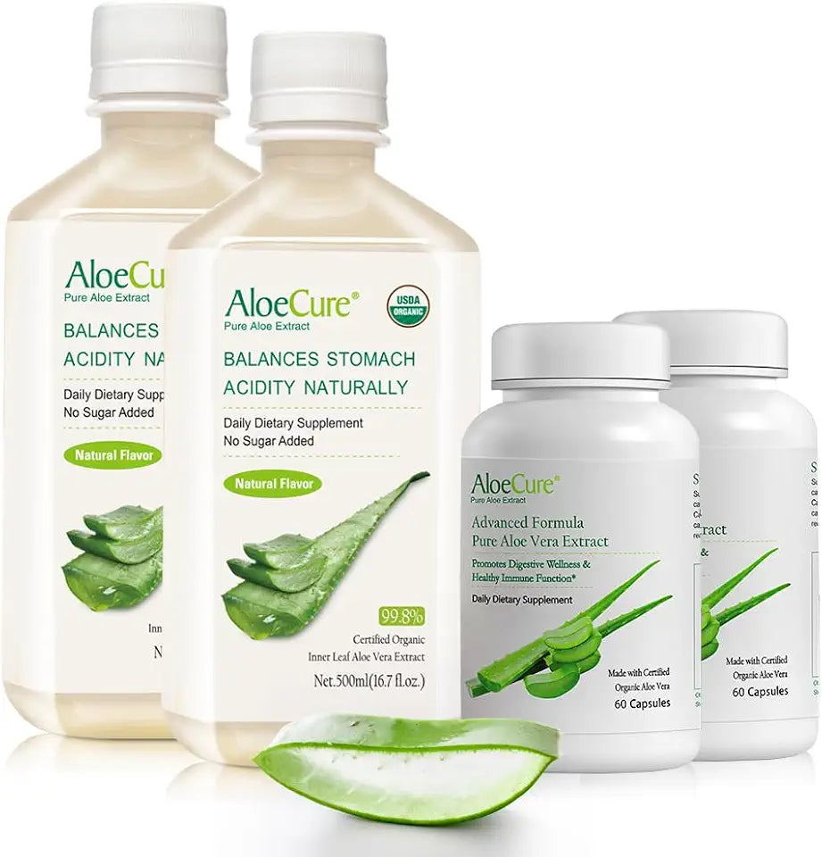 Organic Aloe Vera Juice and Capsules 4 Pieces C53653
