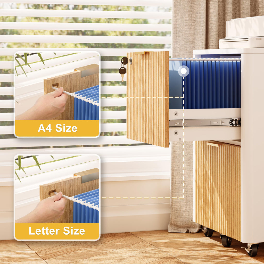 2 Drawer Wooden Mobile File Cabinet with Lock C590536