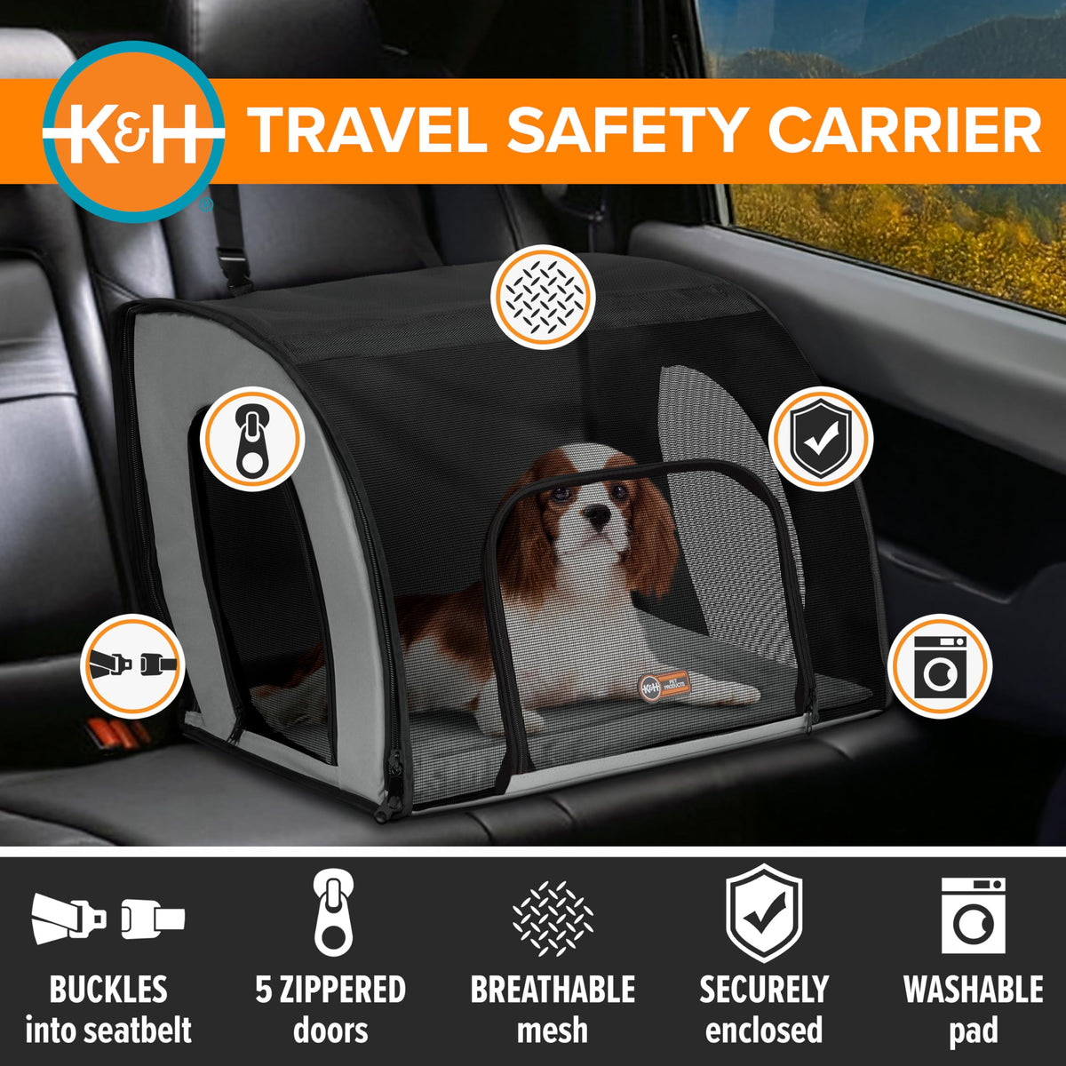 Dog Car Seat, Medium, Gray/Black Q64899