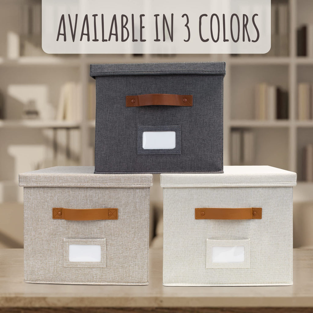 Collapsible Linen File Organizer Box Set of 2 J757426