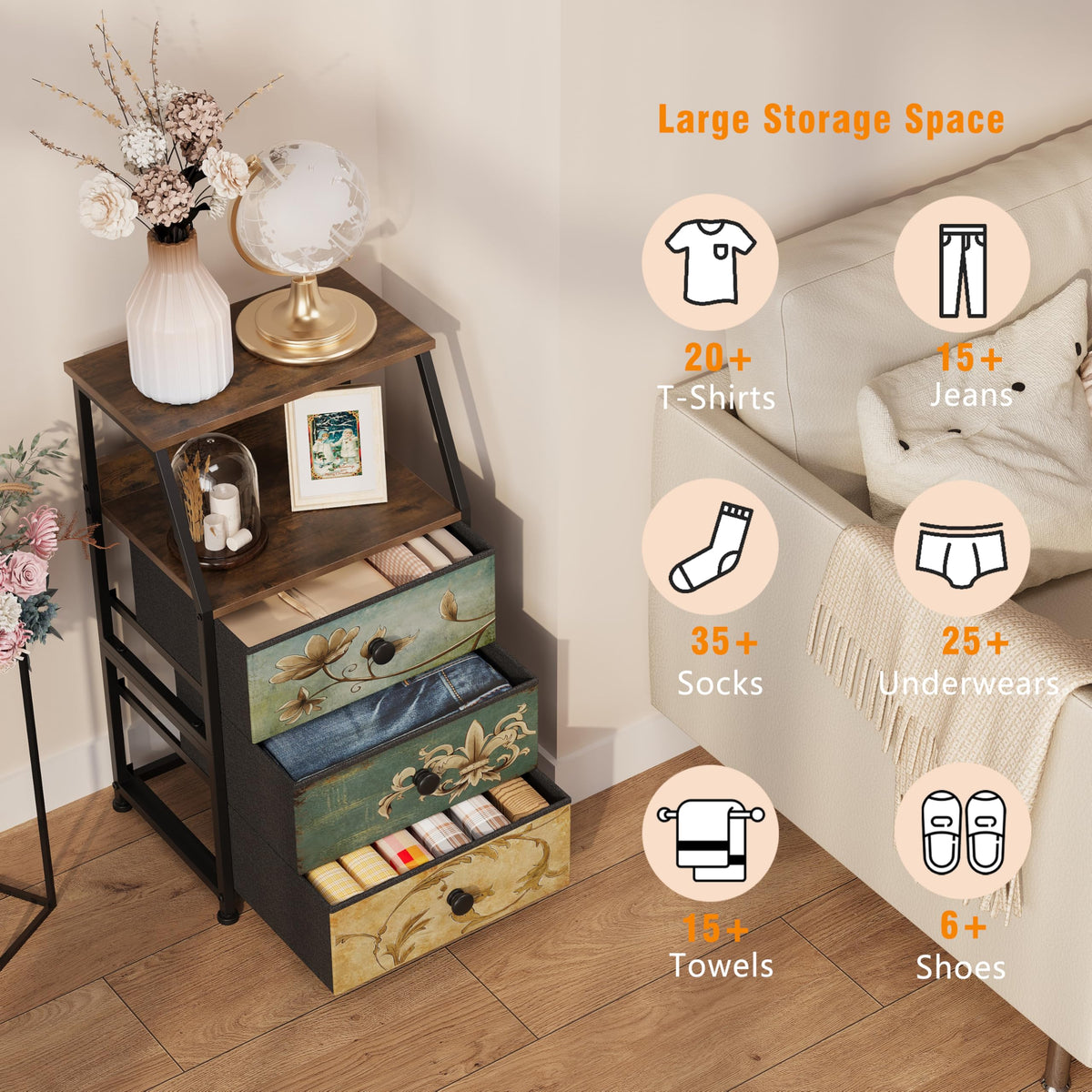 Fabric Drawers Dresser Storage Tower C6865
