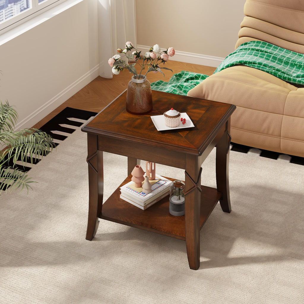 Solid Wood End Table with Storage Shelf J577278
