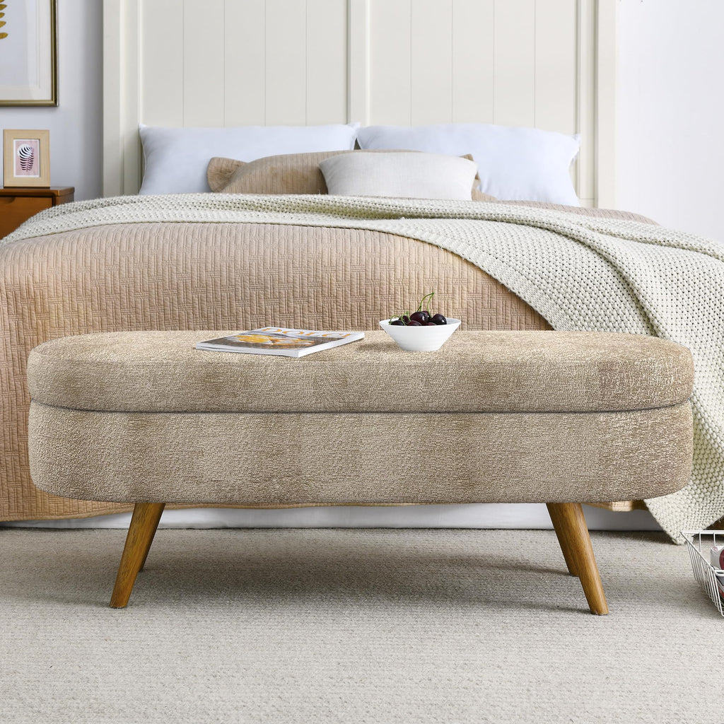 Oval Storage Bench with Rubber Wood Legs K221