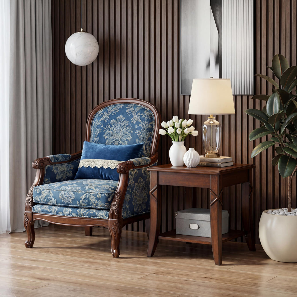 Solid Wood End Table with Storage Shelf J577278