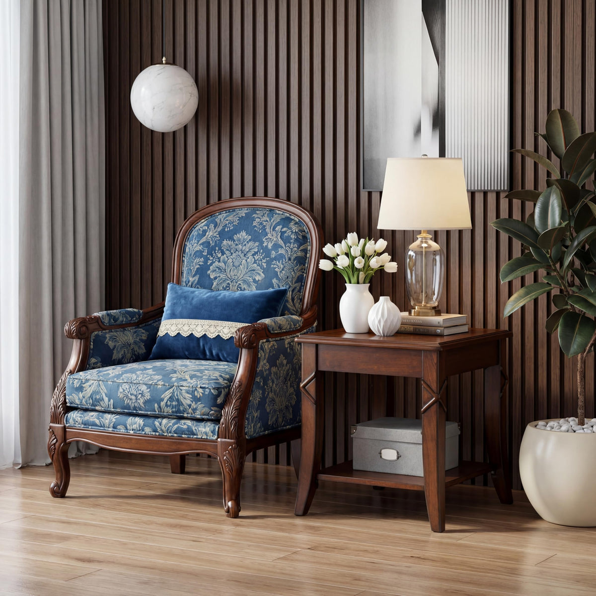 Solid Wood End Table with Storage Shelf J577278