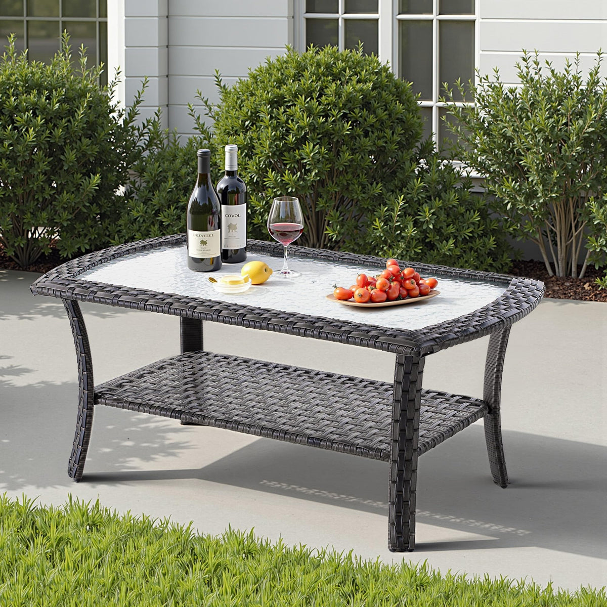 2 Pieces Blue Wicker Patio Bistro Set U930