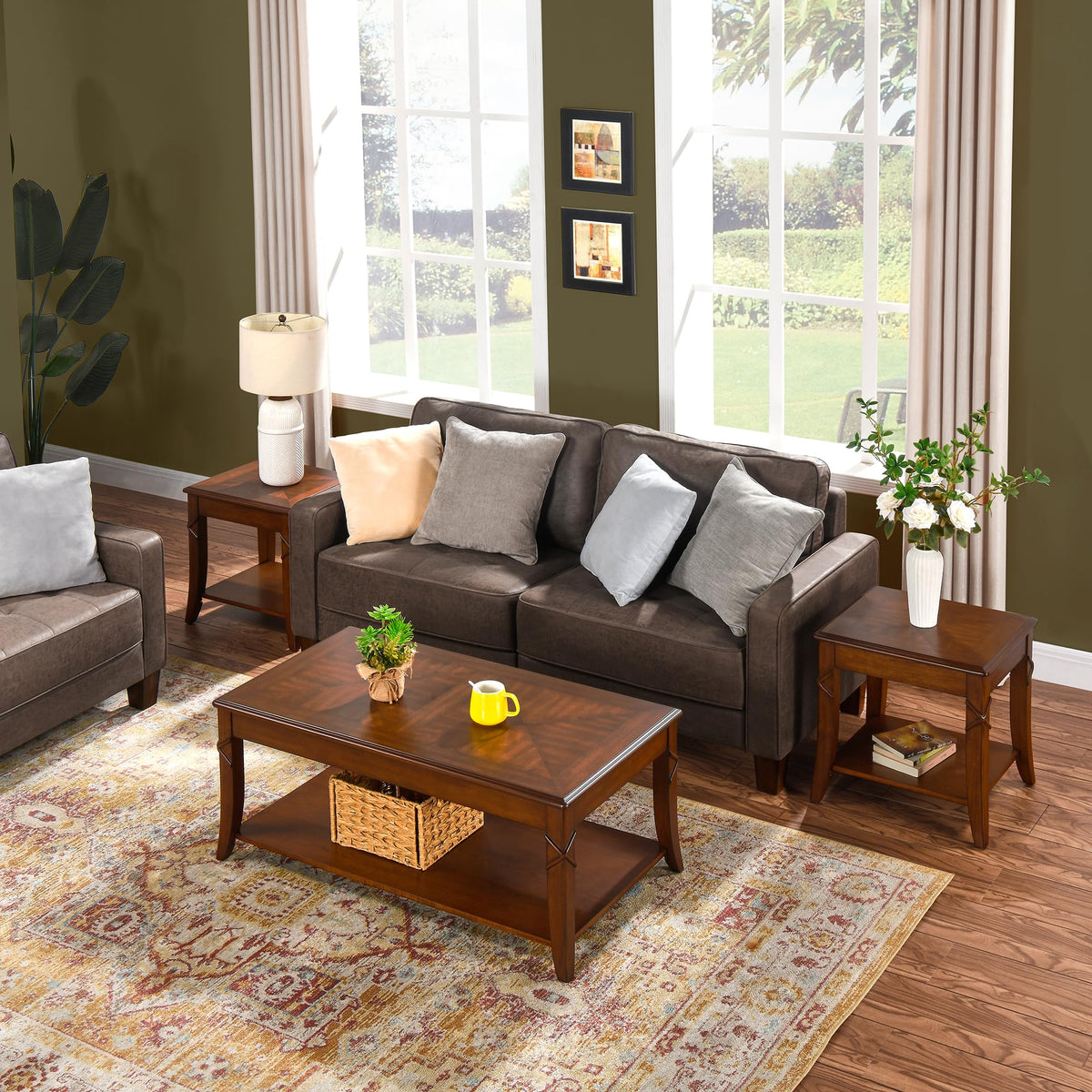 Solid Wood End Table with Storage Shelf J577278