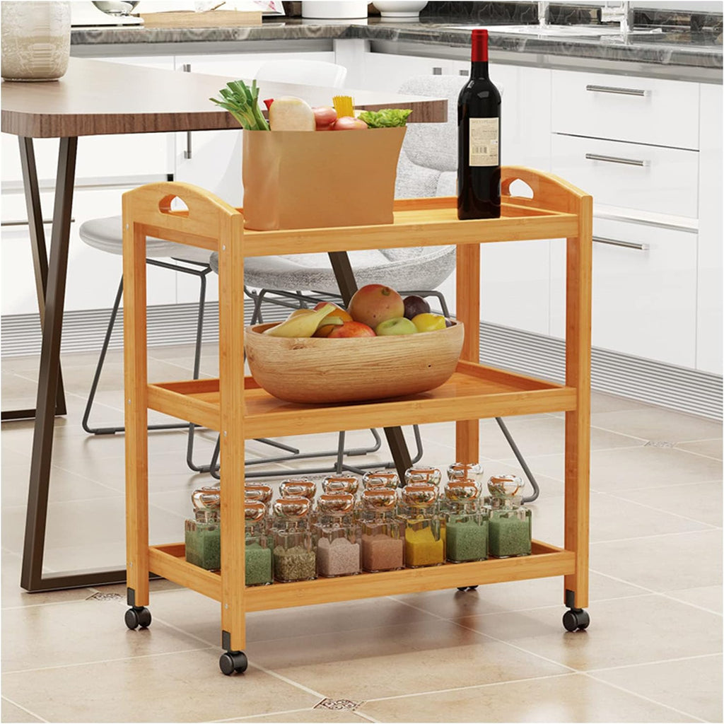Side Table with Three-Tier Storage and Four Wheels W25372