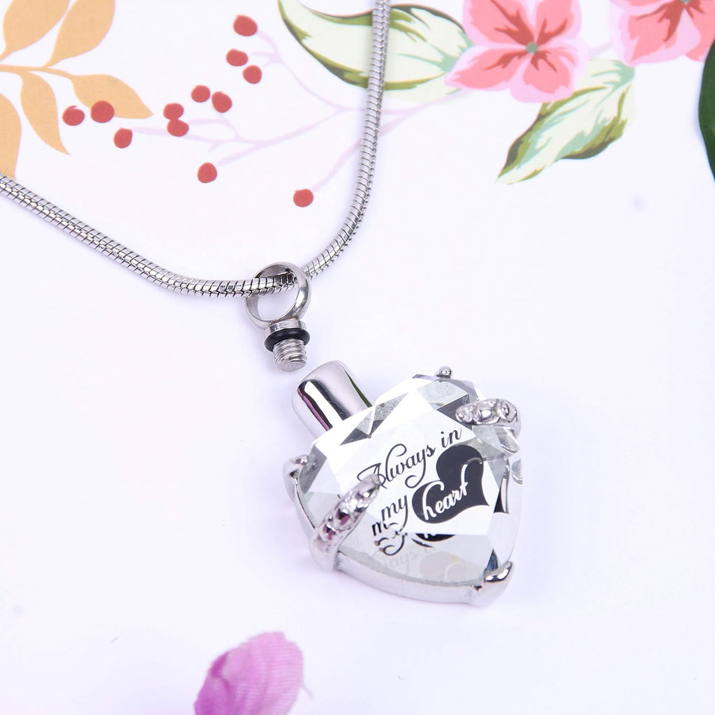 Crystal Glass Heart Urn Necklace Cremation Jewelry Memorial Pendant C14631