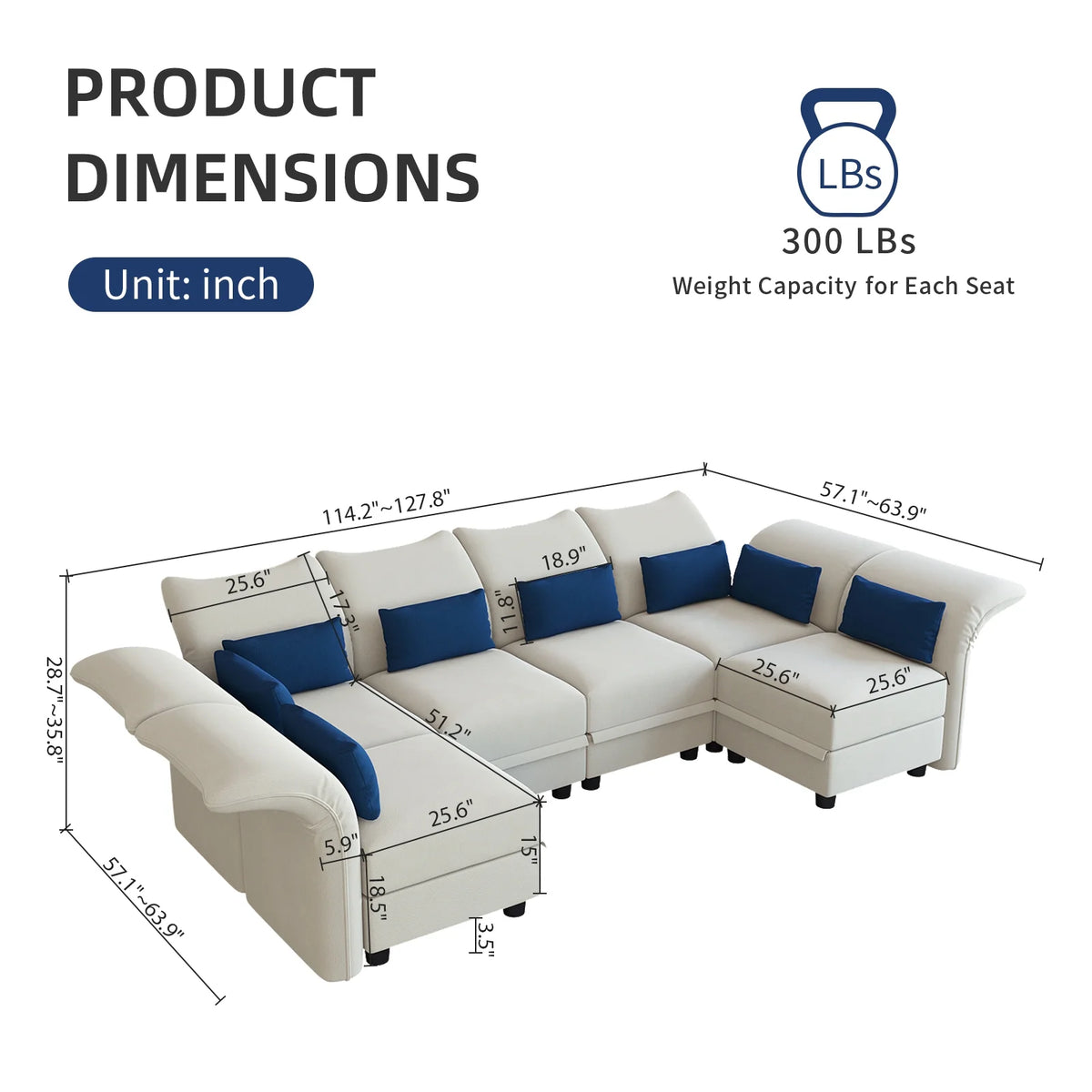 6-Seater Velvet U Shaped Modular Sectional Sofa with Storage Chaise W8694