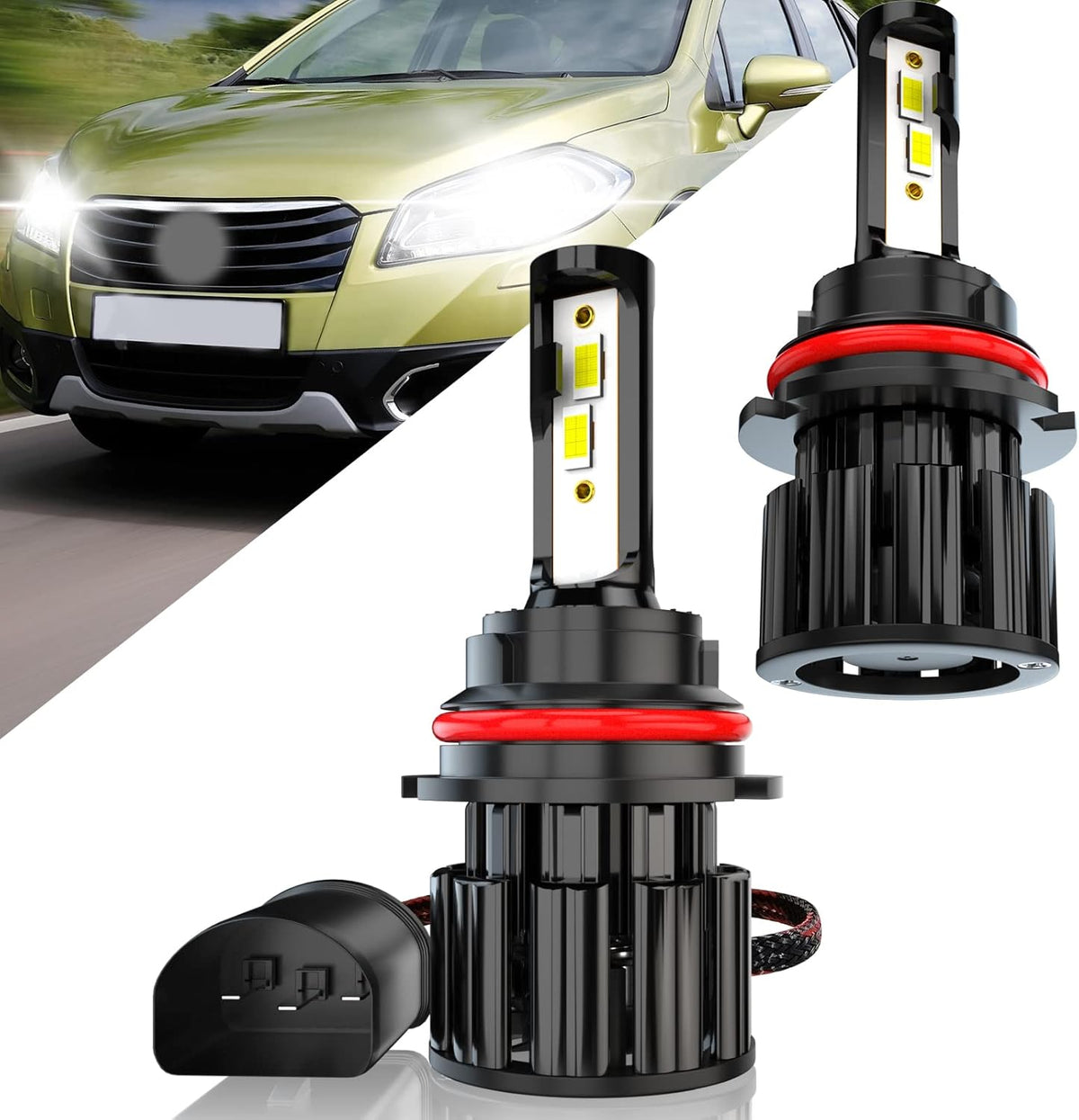9007 LED Headlight Bulb Kit, 60W 10000LM 6000K Cool White, Pack of 2 Z99792