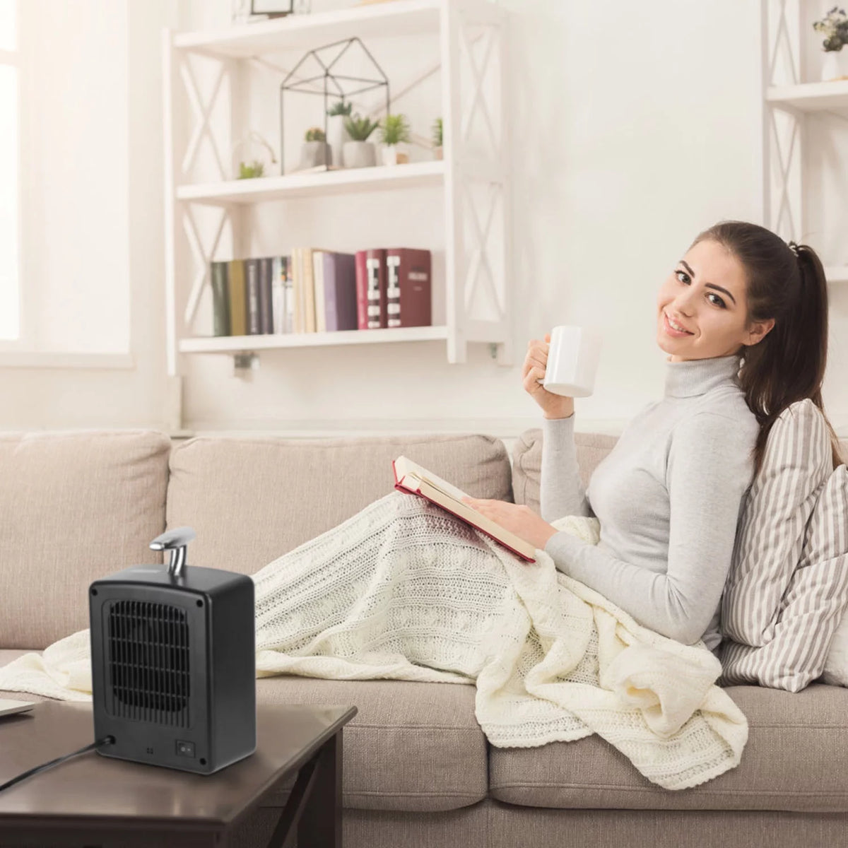 1000W Portable Ceramic Heater with Adjustable Temperature Timer R26121