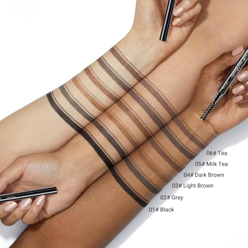 4 Fork Tip Eyebrow Pen with Dual-ended Eyebrow Brush, Waterproof, Gray Brown J651