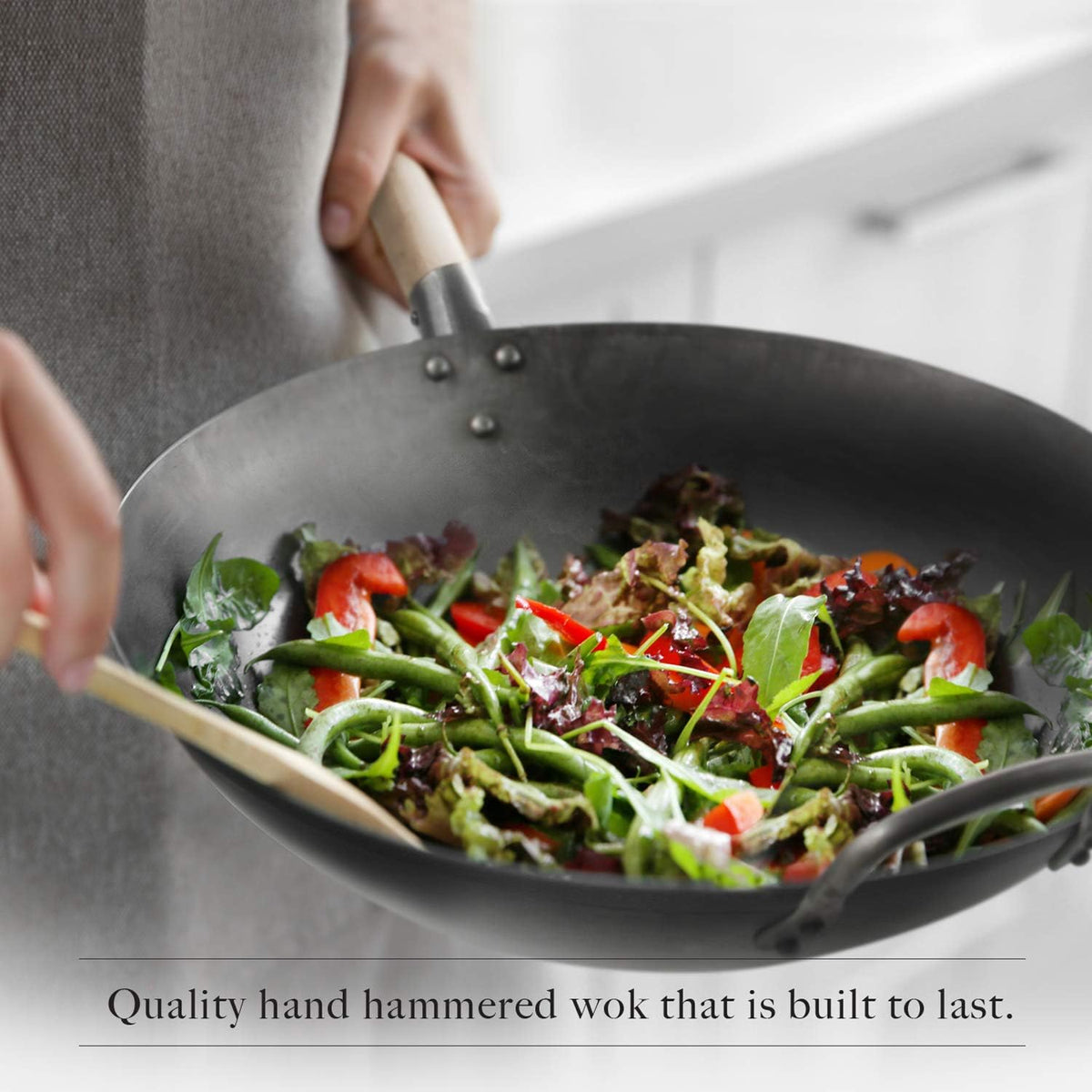 Flat Bottom Carbon Steel Wok Pan 14 Pack of 2 J86371