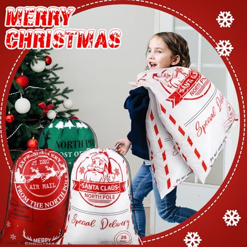 8 Pcs Christmas Drawstring Gift Bags M664651