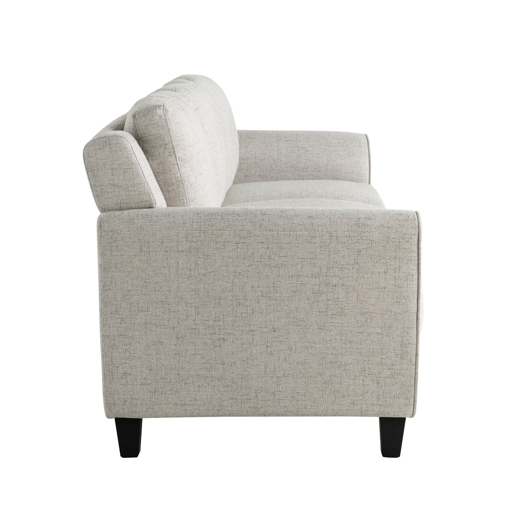 Beige Fabric Loveseat with Curved Arms H9919