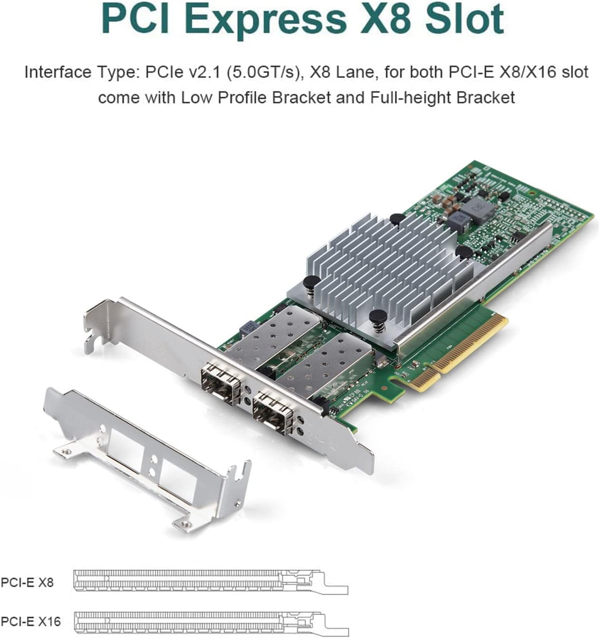 Dual SFP+ Ports PCI-E X 8 Fiber to Ethernet Server Adapter C734