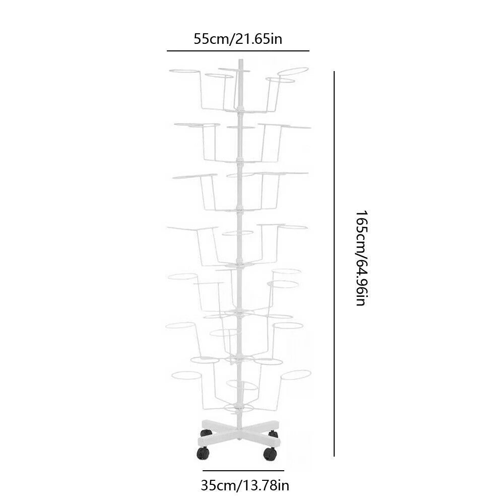 7 Tier Rotating Hat Rack Stand with 35 Hooks White B29730