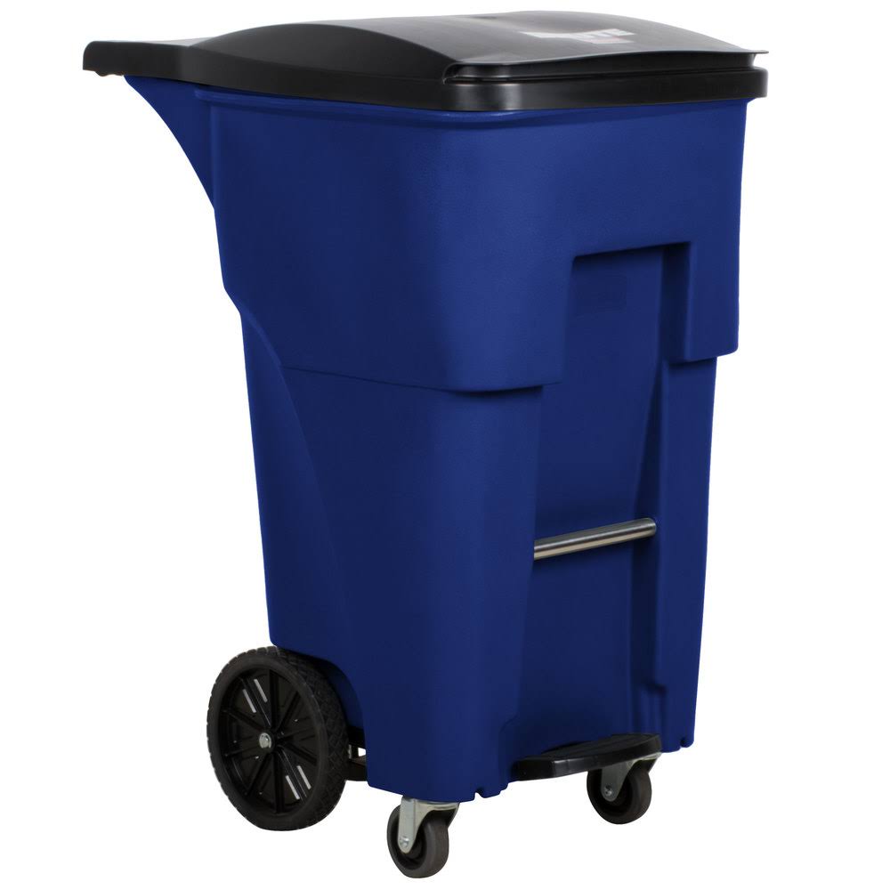 Blue Rectangular Rollout Trash Can C481