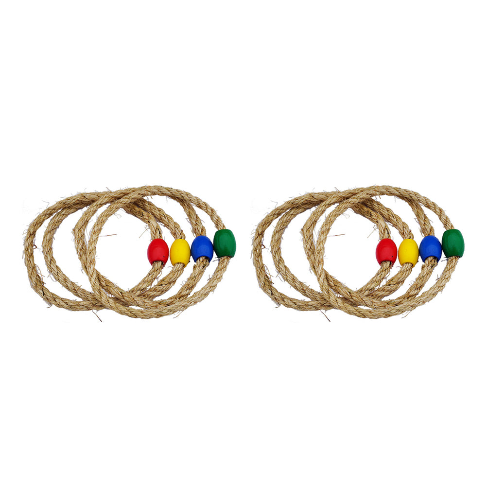 Natural Rope Ring Toss Game Toy 8 PCS R960
