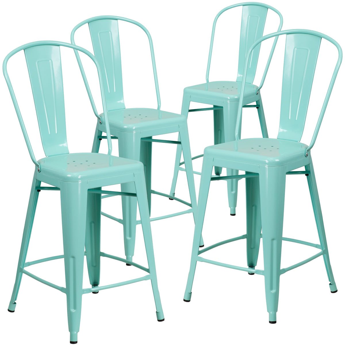 4 Pack 24" High Metal Counter Height Stool with Back Copper Q757232