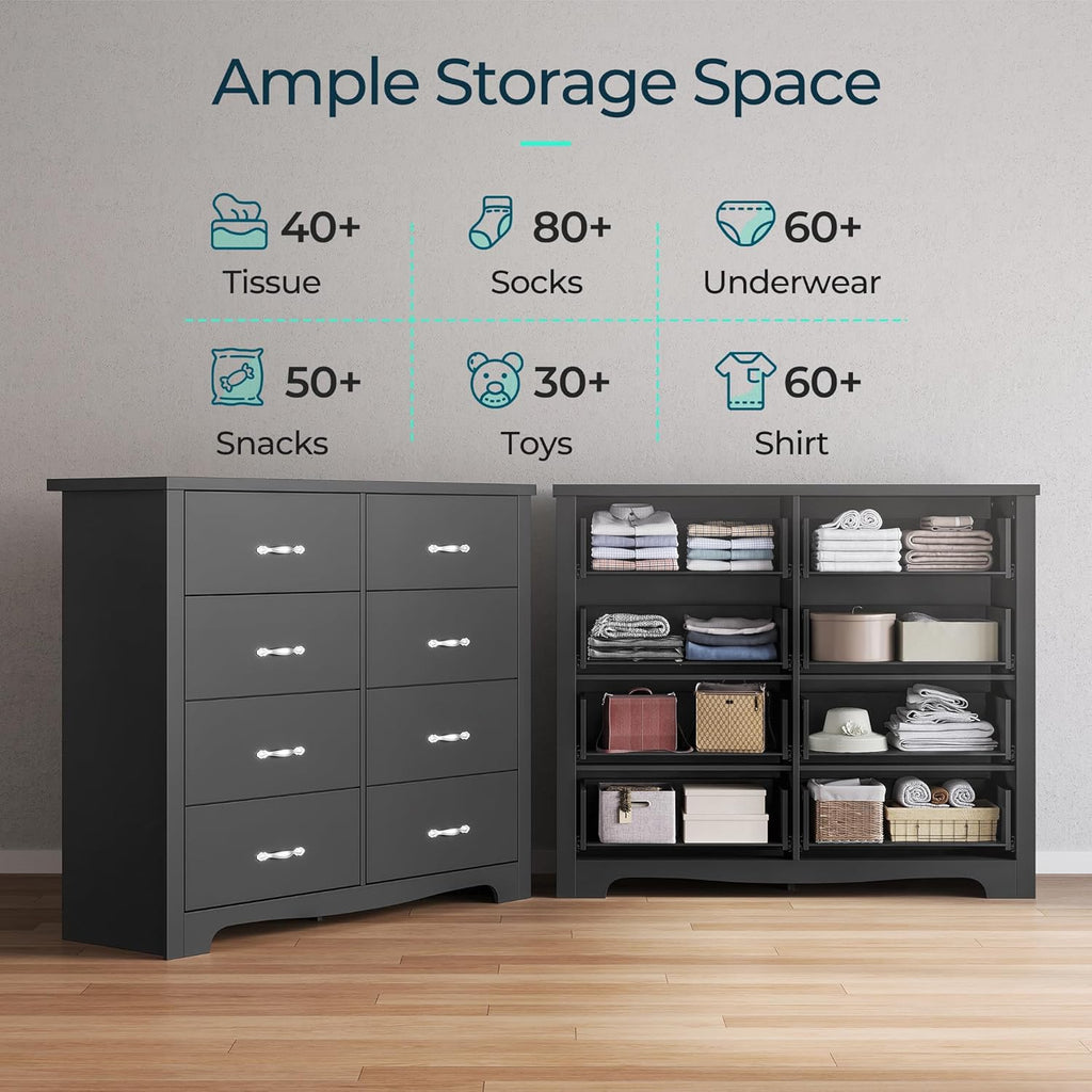 Black 8 Drawer Wood Dresser T44403