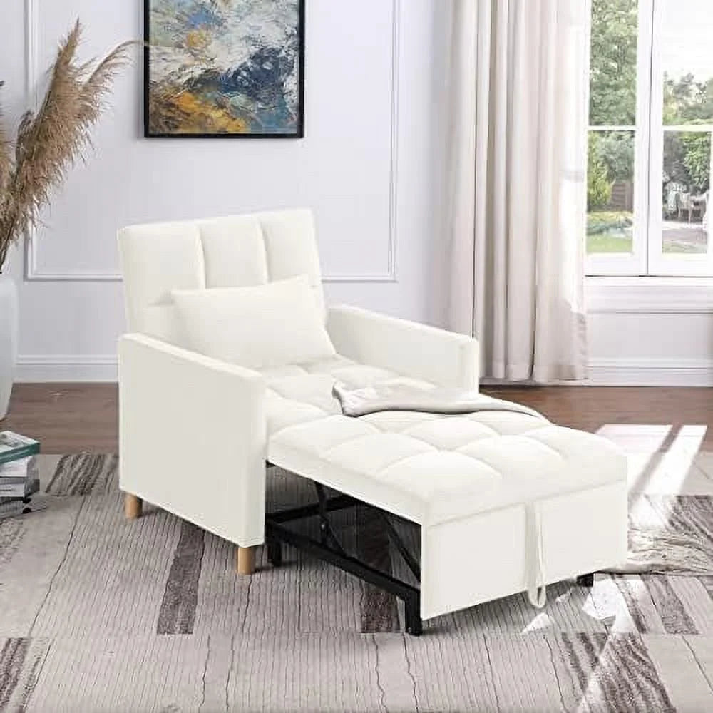 Convertible Chair Sleeper Velvet Adjustable Single Sofa Bed with Lumbar B7135