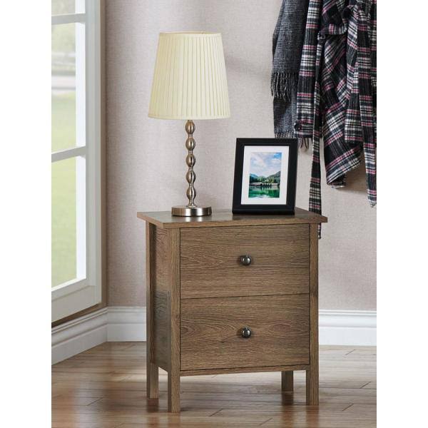 2-Drawer Distressed Walnut Nightstand R4485