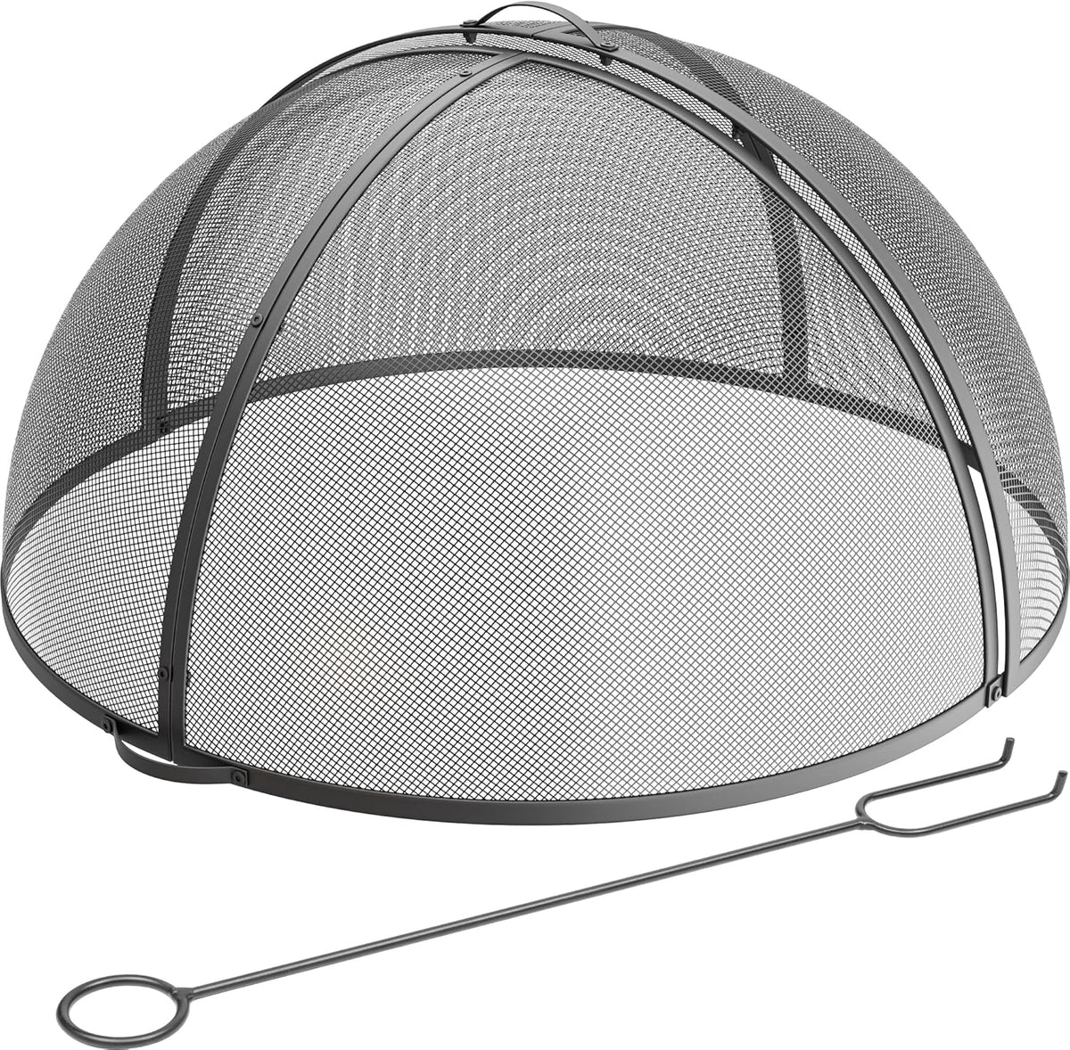 Heavy-Duty Fire Pit Spark Screen with Handle and Poker H264
