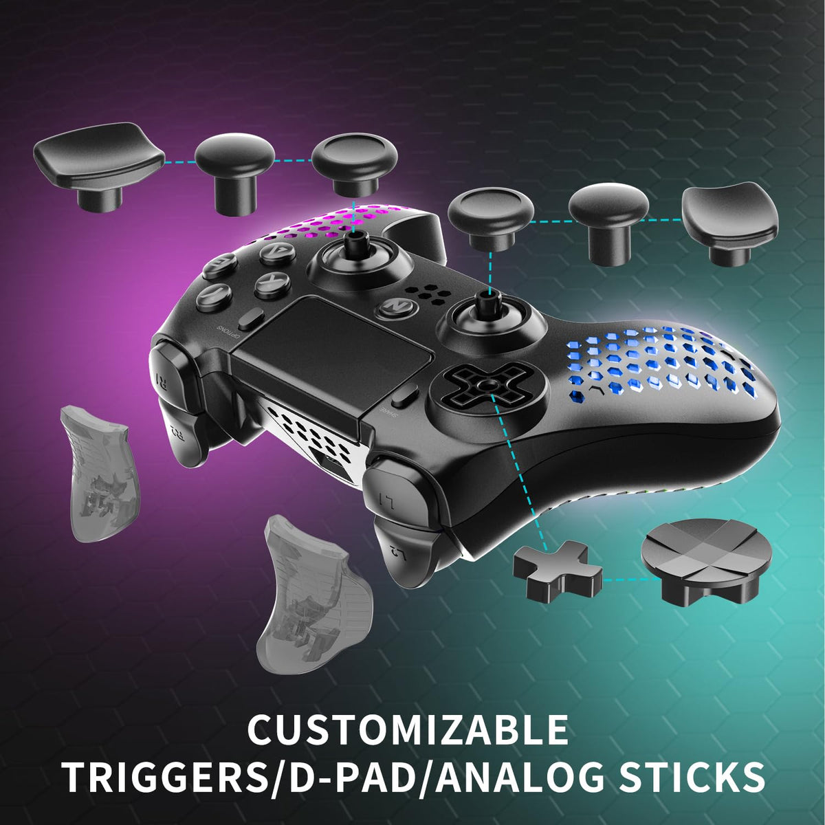 RGB Wireless Controller for PS4/PS5/PC/Android/iOS X9936