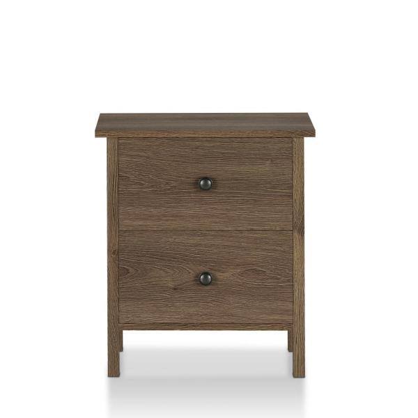 2-Drawer Distressed Walnut Nightstand R4485