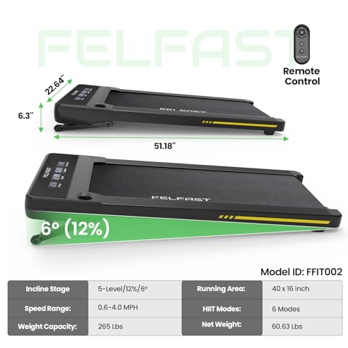 Walking Pad Treadmill with 12% Auto Incline, 265Lbs Weight Capacity, 4 MPH Max E4252